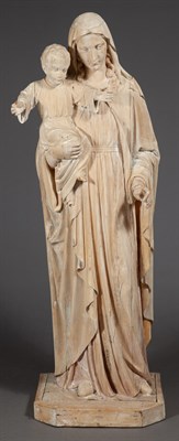 Lot 186 - Carved Pine Figural Sculpture of the Madonna...