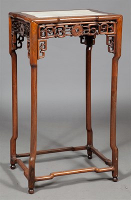 Lot 344 - Chinese Hardwood and Marble Panel-Inset Tall...