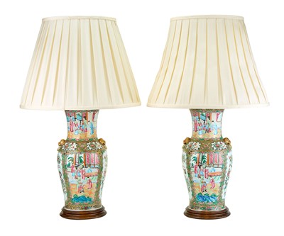 Lot 367 - Pair of Rose Medallion Porcelain Vases Mounted...
