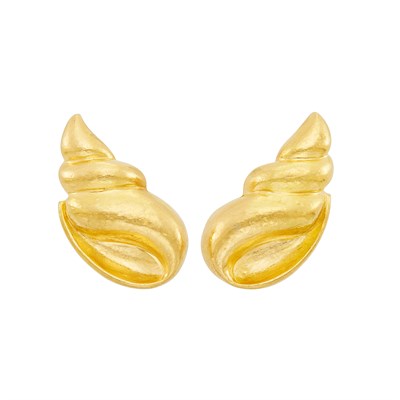 Lot 116 - Pair of Gold Shell Earclips, Belperron, France