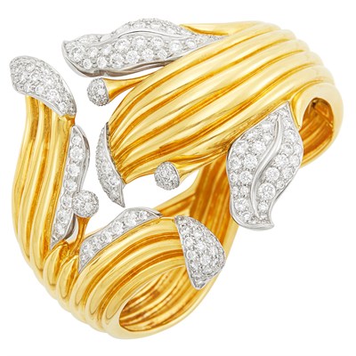 Lot 423 - Gold, Platinum and Diamond Cuff Bangle Bracelet, Verdura