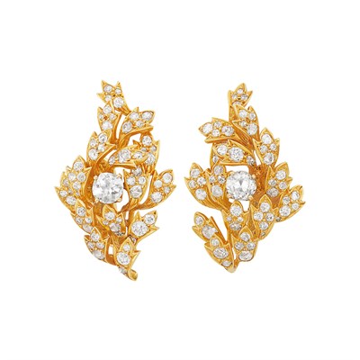 Lot 434 - Pair of Gold and Diamond Earclips, David Webb