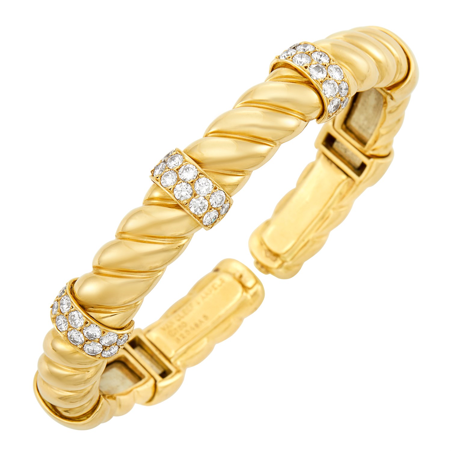 Lot 241 - Gold and Diamond Bangle Bracelet, Van Cleef & Arpels
