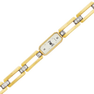 Lot 343 - Two-Color and Diamond Wristwatch, Cartier, France