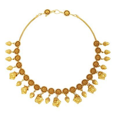 Lot 121 - High Karat Gold Fringe 'Heritage' Necklace, Zolotas