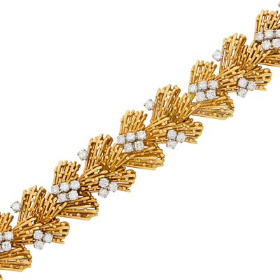 Lot 437 - Gold, Platinum and Diamond Bracelet, Cartier, Paris