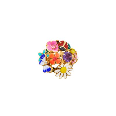 Lot 140 - Gold, Multicolored Enamel, Amethyst and Diamond 'Diorette' Ring, Christian Dior, France