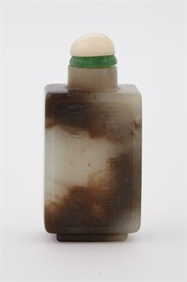 Lot 198 - Chinese Celadon and Brown Jade Snuff Bottle...