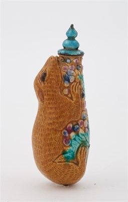 Lot 205 - Chinese Molded Porcelain Squirrel-Form Snuff...