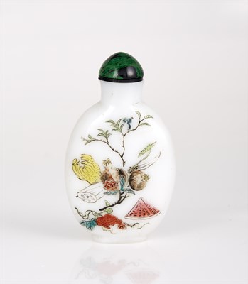 Lot 220 - Chinese Enameled White Glass Snuff Bottle...