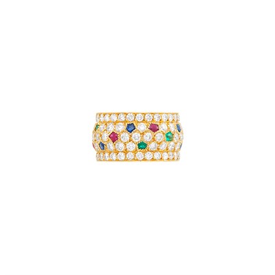 Lot 267 - Wide Gold, Diamond and Gem-Set 'Panthère' Band Ring, Cartier