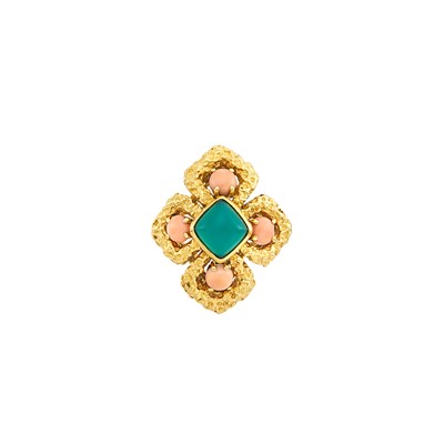 Lot 384 - Gold, Coral and Green Onyx Ring, Van Cleef & Arpels, France