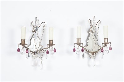 Lot 291 - Pair of Gilt-Metal and Cut Glass Two-Light...