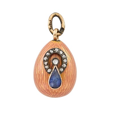 Lot 162 - Fabergé Jeweled Gold and Guilloché Enamel...