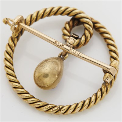 Lot 163 - Russian Jeweled Gold Brooch Maker's mark HM,...