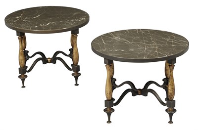 Lot 232 - Pair of Art Deco Marble Top Parcel Gilt Iron...