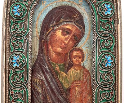 Lot 156 - Russian Silver and Cloisonné Enamel Icon of...