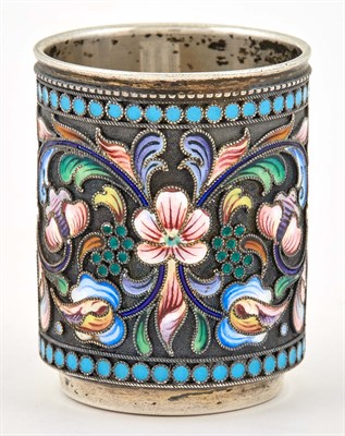 Lot 150 - Russian Silver and Cloisonné Enamel Beaker...