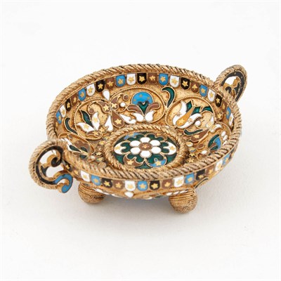 Lot 214 - Russian Silver-Gilt and Cloisonné Enamel...