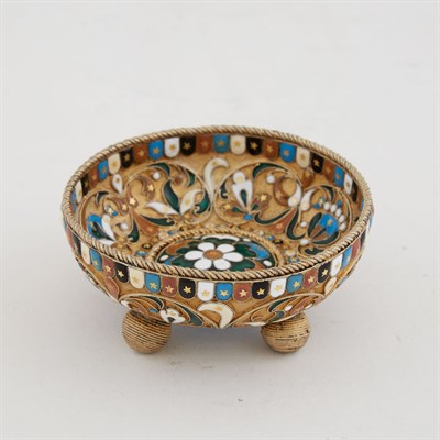 Lot 213 - Russian Silver-Gilt and Cloisonné Enamel Bowl...