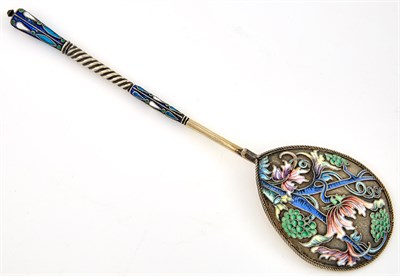 Lot 153 - Russian Silver and Cloisonné Enamel Spoon...