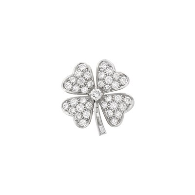 Lot 538 - Platinum and Diamond Four-Leaf Clover Pin