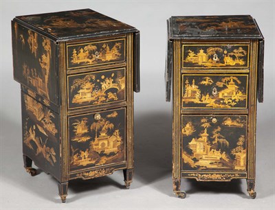 Lot 429 - Pair of French Black Lacquer, Part-Gilt and...
