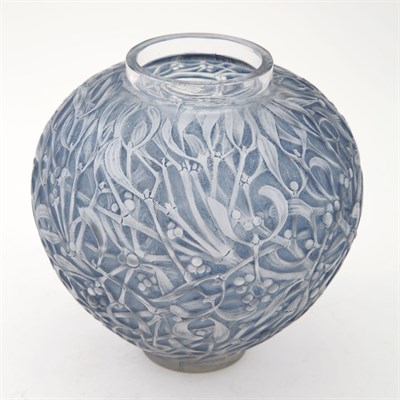 Lot 215 - R. Lalique Blue Patinated Molded Glass Gui...