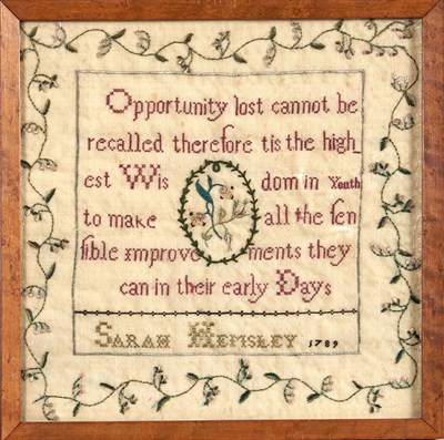 Lot 164 - Group of Eight Framed Needlework Samplers...