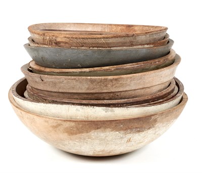 Lot 165 - Group of Ten Turned Wood Bowls Height of...