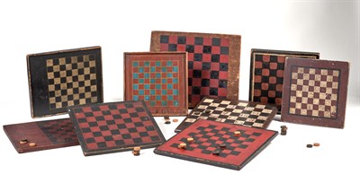 Lot 159 - Group of Nine Painted Wood Game Boards...
