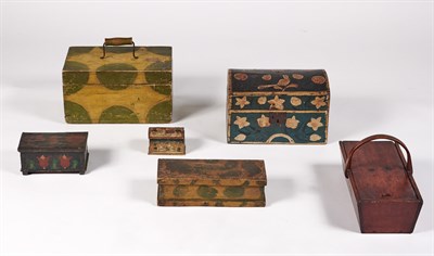 Lot 241 - Group of Five Painted Boxes Comprising one...