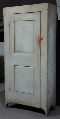 Lot 203 - Gray Painted Cupboard The panel door opening...