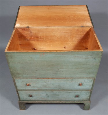 Lot 250 - Blue Painted Pine Blanket Chest Early 19th...