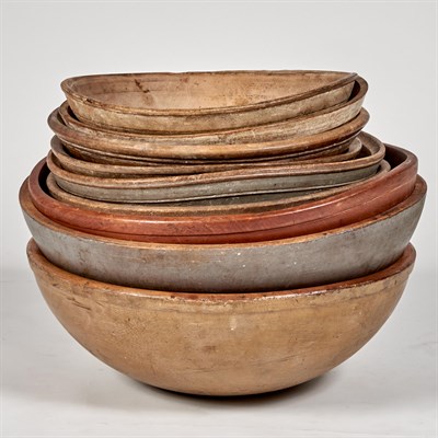 Lot 262 - Group of Nine Turned Wood Bowls Height of...