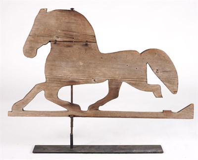 Lot 215 - Pine Running Horse Weathervane On metal stand....