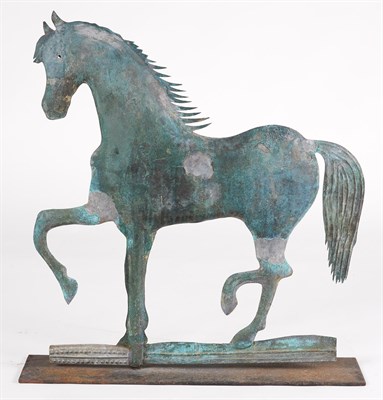 Lot 249 - Copper Trotting Horse Weathervane Green patina,...