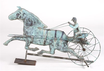 Lot 256 - Copper Horse and Sulky Weathervane Probably...