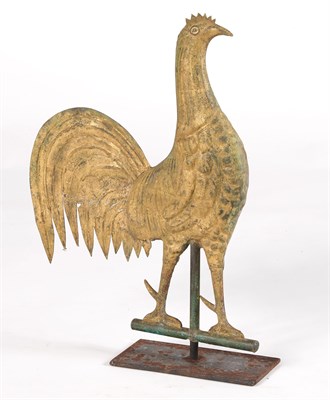 Lot 197 - Gilt Copper Cockerel Weathervane On stand....