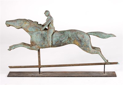 Lot 230 - Copper Horse and Jockey Weathervane On stand,...