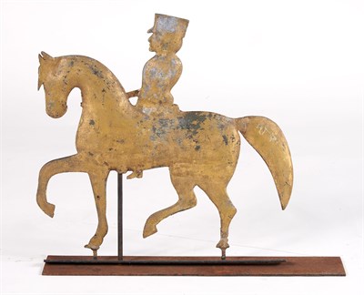 Lot 252 - Painted Metal Horse and Rider Weathervane On...