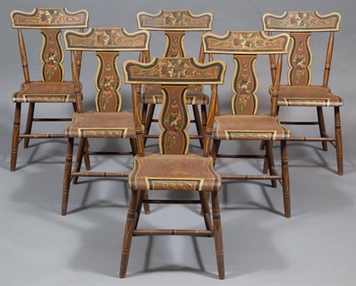 Lot 234 - Set of Six Brown Painted and Decorated Plank...