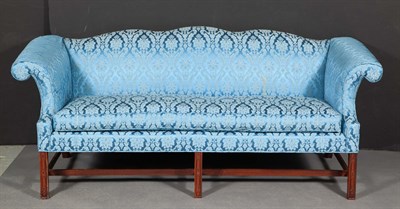 Lot 126 - Chippendale Style Blue-Upholstered Camelback...