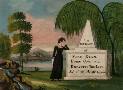 Lot 143 - American School 19th Century Mourning Picture:...