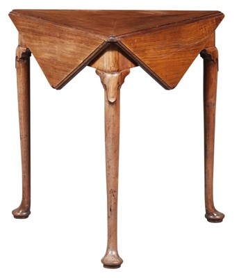 Lot 235 - George II Padouk Triangular Drop-Leaf Table...