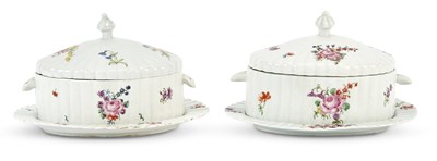 Lot 207 - Pair of Longton Hall Porcelain Butter Tubs,...