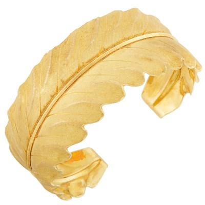 Lot 398 - Gold Leaf Cuff Bangle Bracelet, Buccellati