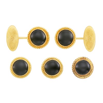 Lot 102 - Gold and Black Star Sapphire Dress Set, Buccellati