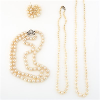 Lot 1695 - Three Cultured Pearl Necklaces