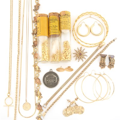 Lot 1566 - Group of Gold, Low Karat Gold and Metal Jewelry